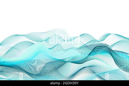 Bannière ondulée à vecteur abstrait. Lignes d'onde bleues isolées sur fond blanc. Illustration géométrique de gradient pour le Web, l'emballage, les affaires, la médecine, la tra Illustration de Vecteur
