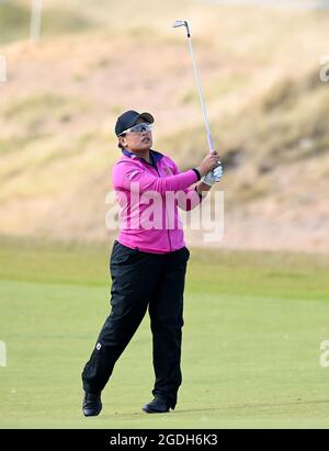 Jasmine Suwannapura s'adresse au 12e jour de l'Open d'Écosse pour femmes du Golf Trust à Dumbarnie Links, St Andrews. Date de la photo : vendredi 13 août 2021. Banque D'Images