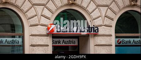 Bank AUSTRIA, DIRECTION DE L'EUROPE dans la ville de Vienne - VIENNE, AUTRICHE, EUROPE - 1er AOÛT 2021 Banque D'Images