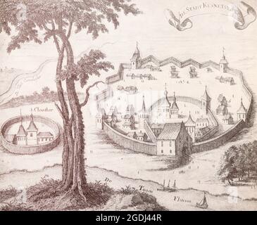 La ville de Kuznetsk en Russie. Gravure de 1692. Banque D'Images