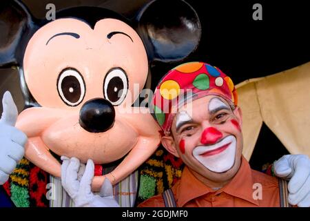 Clown et Mickey Mouse, portrait Banque D'Images