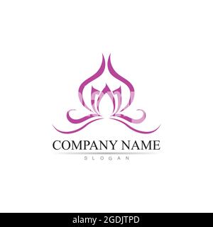 Vecteur de beauté des fleurs de lotus design logo icône Modèle Illustration de Vecteur