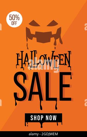 Bannière de vente d'Halloween simple, vente d'affiche d'Halloween Illustration de Vecteur