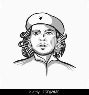 Ernesto Che Guevara image vectorielle, monoline Ernesto Che Guevara avec simple ombre, conception isolée Illustration de Vecteur