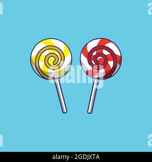 deux illustrations de bonbon à la lylipop sur fond bleu, illustration de vecteur à la lylipop, bonbon à la lylipop isolé Illustration de Vecteur