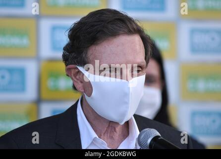 Rio de Janeiro, Rio de Janeiro, Brésil. 13 août 2021. Archive* (INT) Gilmar Mendes, ministro do Supremo Tribunal fédéral, manda devolver passaporte do ex-prefeito do Rio Marcelo Crivella. 13 août 2021, Rio de Janeiro, Brésil : ancien maire de Rio de Janeiro Marcelo Crivella, photo prise le 11 mai 2020. Le juge Gilmar Mendes, de la Cour suprême fédérale, a décidé vendredi (13) le retour du passeport de Crivella. Avec cela, l'ordonnance interdisant son départ du pays est révoquée. (Credit image: © Saulo Angelo/TheNEWS2 via ZUMA Press Wire) Banque D'Images