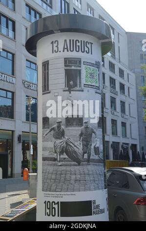 60e anniversaire de la construction du mur de Berlin - Leipziger Platz, Berlin, Allemagne - 13 août 2021. Banque D'Images