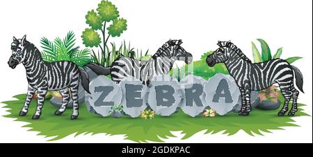 Zebra jouant dans le jardin Illustration de Vecteur