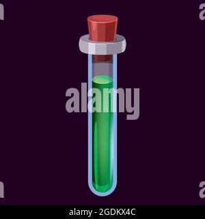 Bouteille liquide potion magique élixir coloré . Interface graphique de l'icône de jeu pour l'interface utilisateur des jeux d'applications. Style de dessin animé isolé avec illustration vectorielle Illustration de Vecteur