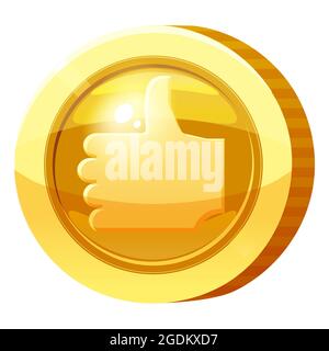 Médaille d'or la pièce de monnaie est un symbole. Jeton d'or pour les jeux, élément actif de l'interface utilisateur. Illustration vectorielle Illustration de Vecteur