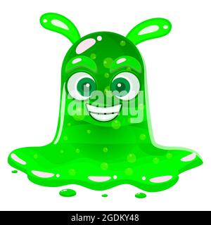 Personnage monstre Slime jelli, créature verte liquide. Illustration amusante et mignonne de vecteur Illustration de Vecteur