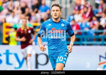 Piotr Zielinski de la SSC Napoli vu lors du match d'avant-saison entre Wisla Cracovie et la SSC Napoli au City Stadium de Cracovie. (Score final ; Wisla Krakow 1:2 SSC Napoli) Banque D'Images