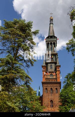 Lichen Stary, Pologne - 25 mai 2016 : vue sur la Saint Dorothy, église paroissiale néo-gothique. Banque D'Images