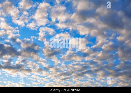 Des nuages comme des motifs sur le ciel bleu . Ciel d'automne en journée Banque D'Images