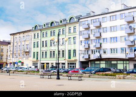 La place de l'indépendance dans le quartier de Podgorze à Cracovie, en Pologne. Banque D'Images