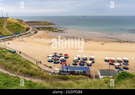 Riley's Fish Shack sur la plage de King Edward's Bay, Tynemouth Banque D'Images