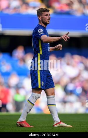 Stamford Bridge, Londres, Royaume-Uni. 14 août 2021. Premier League football, Chelsea versus Crystal Palace; Timo Werner de Chelsea crédit: Action plus Sports/Alay Live News Banque D'Images