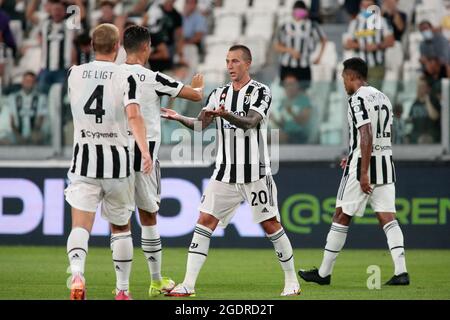 Federico Bernardeschi (Juventus FC) lors du match de football pré-saison entre Juventus FC et Atalanta BC le 14 août 2021 au stade Allianz de Turin, Italie - photo Nderim Kacili / DPPI Banque D'Images