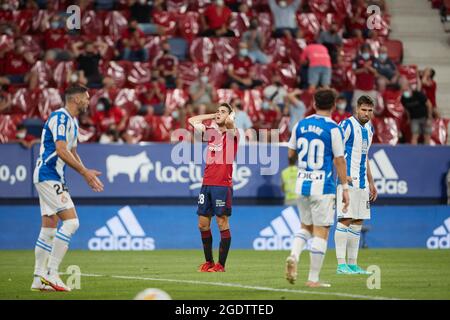 Pampelune, Espagne. 12 août 2021. Javi Martinez (milieu de terrain; CA Osasuna) en action pendant le football espagnol de la Liga Santander, match entre CA Osasuna et RCD Español au stade de Sadar.(score final; CA Osasuna 0:0 RCD Español) (photo de Fernando Pidal/SOPA Images/Sipa USA) Credit: SIPA USA/Alay Live News Banque D'Images