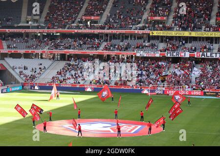 Ambiance avant le match lors du championnat français Ligue 1 match de football entre le LOSC Lille et l'OGC Nice le 14 août 2021 au stade Pierre Mauroy à Villeneuve-d'Ascq près de Lille, France - photo Laurent Sanson / LS Medianord / DPPI Banque D'Images