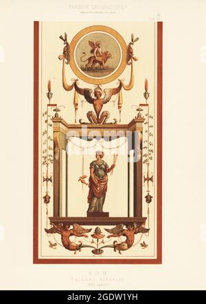 Peinture murale au Palais Altoviti, Rome, XVIe siècle. Palazzo Altoviti, ROM, XVI Jahrh. Chromolithographe de Farbige decorationen, Alter und Never Zeit (décoration de couleur, anciennes et nouvelles époques), Ernst Wasmuth, Berlin, 1889. Banque D'Images