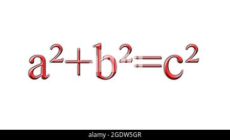 a2 plus b2 est égal au théorème géométrique rouge c2 de pythagoras Banque D'Images