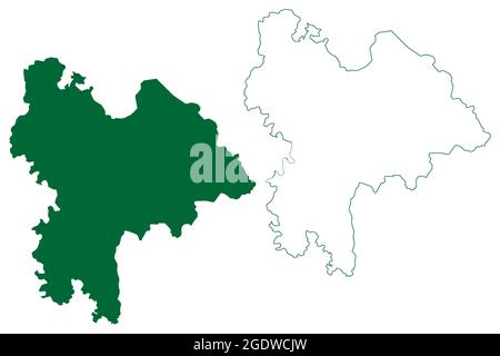 District de Pilibhit (État de l'Uttar Pradesh, République de l'Inde) carte illustration vectorielle, scribble esquisse carte de Pilibhit Illustration de Vecteur