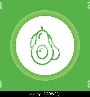 Icône de bouton de couleur avocat. Alimentation saine et biologique. Légumes naturels. Elément vectoriel isolé. Pictogramme de contour pour la page Web, l'application mobile, la promotion. Illustration de Vecteur