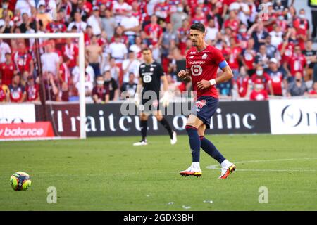 Capitaine Jose FONTE 6 LOSC lors du championnat français Ligue 1 match de football entre LOSC Lille et OGC Nice le 14 août 2021 au stade Pierre Mauroy à Villeneuve-d'Ascq près de Lille, France - photo Laurent Sanson / LS Medianord / DPPI Banque D'Images