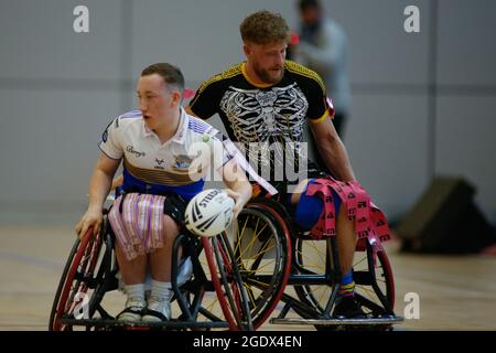 Sheffield, Royaume-Uni. 15 août 2021. English Institute of Sport Sheffield, South Yorkshire, 15 août 2021 Betfred Wheelchair Challenge Cup final Leeds Rhinos vs Argonauts Skeleton Army. Nathan Collins de Leeds Rhinos crédit: Touchlinepics/Alamy Live News Banque D'Images