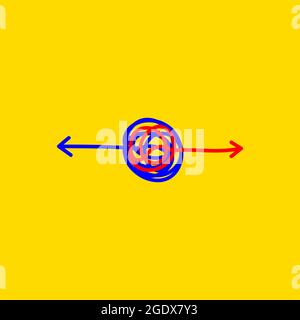 Deux flèches dans des directions opposées. Icône conflit. Directions gauche et droite. Concept d'opposition. Illustration de l'effet vectoriel Illustration de Vecteur