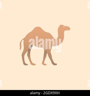 Illustration vectorielle de chameau marron. Icône logo Camel vue latérale, profil. Illustration de Vecteur
