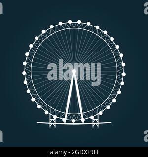 Silhouette de la roue Ferris. Icône du carrousel. Illustration vectorielle. Illustration de Vecteur