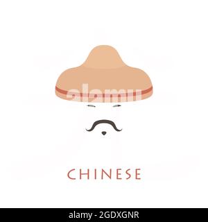 Homme chinois sur fond blanc. Illustration vectorielle Illustration de Vecteur