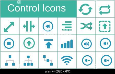 Excellent jeu d'icônes de contrôle de lecteur multimédia pour les concepteurs dans la conception de toutes sortes de travaux. Belle et moderne icône qui peut être utilisé dans de nombreux buts Illustration de Vecteur