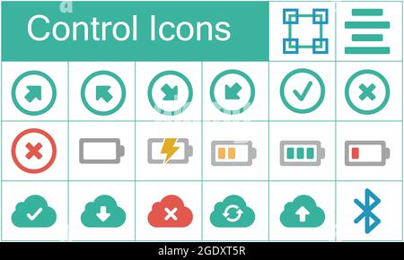 Excellent jeu d'icônes de contrôle pour les concepteurs dans la conception de toutes sortes de travaux. Belle et moderne icône qui peut être utilisé dans de nombreux buts Illustration de Vecteur