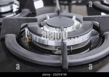 Détails du tout nouveau brûleur pour cuisinière à gaz Banque D'Images