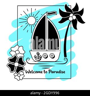 Logo navire, roue, ancrage et yacht - vecteur isolé Illustration de Vecteur