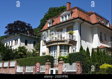 Villas sur les rives du Neckar à Heidelberg Banque D'Images