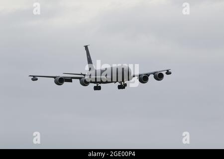 60-0033, un Boeing KC-135R Stratotanker exploité par la United States Air Force (92e et 141e escadres de ravitaillement en vol), à l'aéroport international de Prestwick. Banque D'Images
