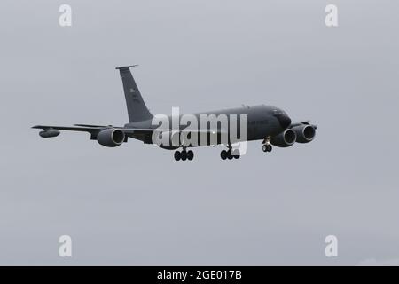 60-0033, un Boeing KC-135R Stratotanker exploité par la United States Air Force (92e et 141e escadres de ravitaillement en vol), à l'aéroport international de Prestwick. Banque D'Images