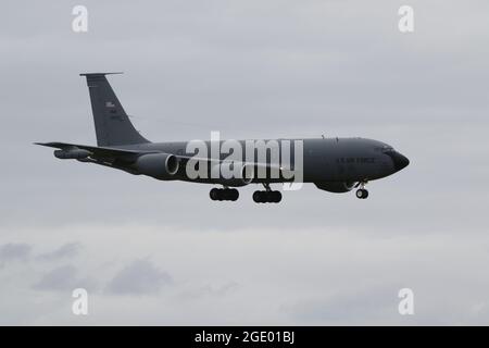 60-0033, un Boeing KC-135R Stratotanker exploité par la United States Air Force (92e et 141e escadres de ravitaillement en vol), à l'aéroport international de Prestwick. Banque D'Images