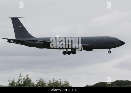 60-0033, un Boeing KC-135R Stratotanker exploité par la United States Air Force (92e et 141e escadres de ravitaillement en vol), à l'aéroport international de Prestwick. Banque D'Images