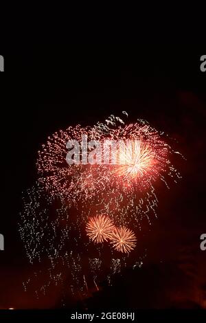 Feu d'artifice château dans la célébration des fallas de Valence dutante la nuit de la nit de la FOC Banque D'Images