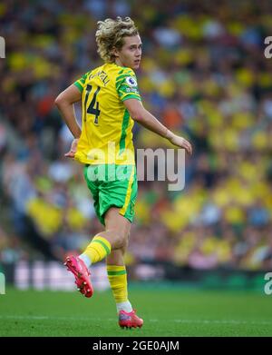 Norwich, Royaume-Uni. 14 août 2021. Todd Cantwell de Norwich City lors du match de la Premier League entre Norwich City et Liverpool à Carrow Road, Norwich, Angleterre, le 14 août 2021. Photo d'Andy Rowland. Crédit : Prime Media Images/Alamy Live News Banque D'Images