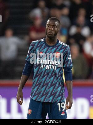 Brentford, Royaume-Uni. 13 août 2021. Arsenal Nicolas Pepe lors du match de la Premier League entre Brentford et Arsenal au stade communautaire de Brentford, Brentford, Angleterre, le 13 août 2021. Photo par Andrew Aleksiejczuk/Prime Media Images. Crédit : Prime Media Images/Alamy Live News Banque D'Images