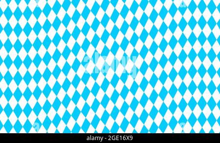 Drapeau bavarois ondulé lozenges motif sans couture. Arrière-plan de l'Oktoberfest avec rhombus bleu et blanc. Bavière couleurs vexillologiques traditionnelles. Illustration vectorielle plate. Illustration de Vecteur