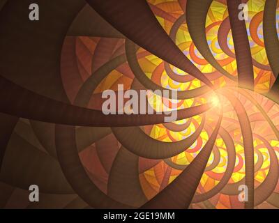 Mosaïque abstraite avec cercles concentriques incurvés - image générée numériquement. Fond en mosaïque pour les projets d'affaires, de cartes, de bannières, de modèles, d'art. Orna Banque D'Images