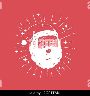 Santa claus avec des lunettes sourire lumière flash briller signe vecteur silhouette dicut Illustration de Vecteur