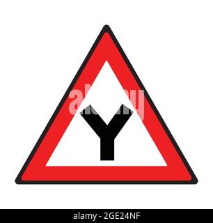 Panneau de signalisation de la jonction Y. Symbole de sécurité. Illustration de Vecteur